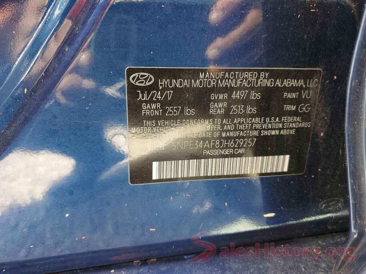 5NPE34AF8JH629257 2018 HYUNDAI SONATA