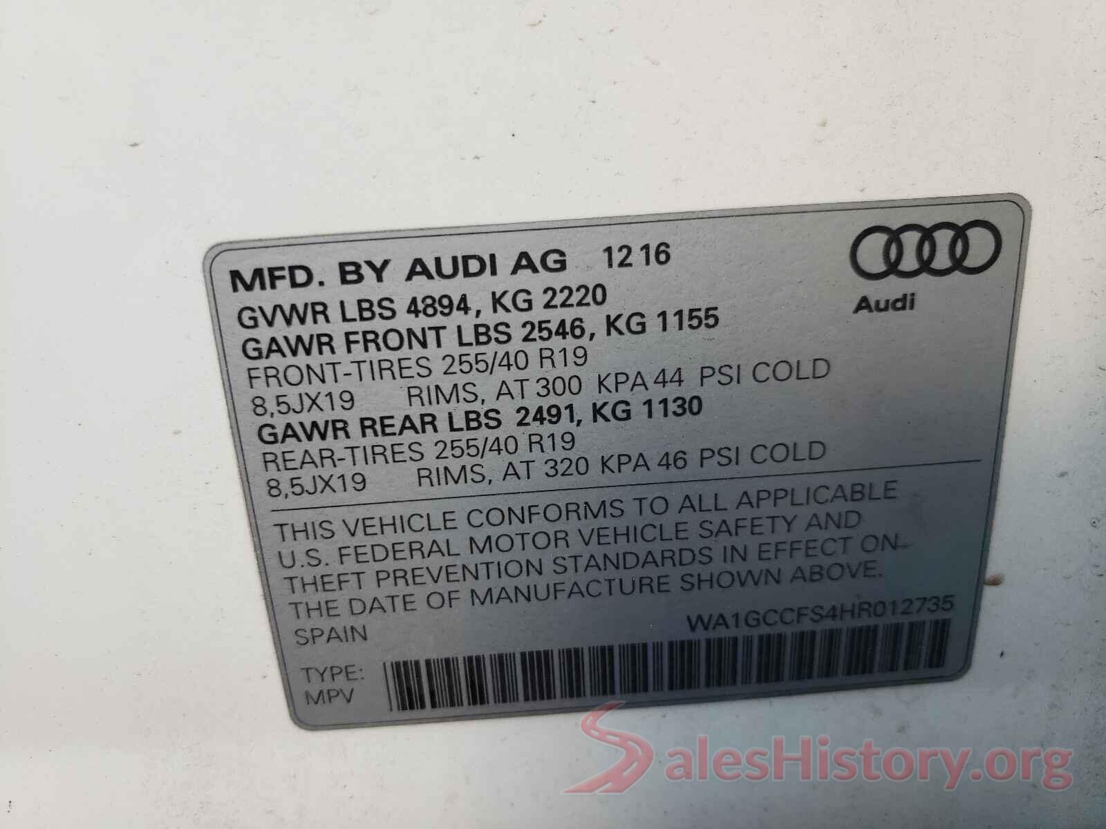 WA1GCCFS4HR012735 2017 AUDI Q3