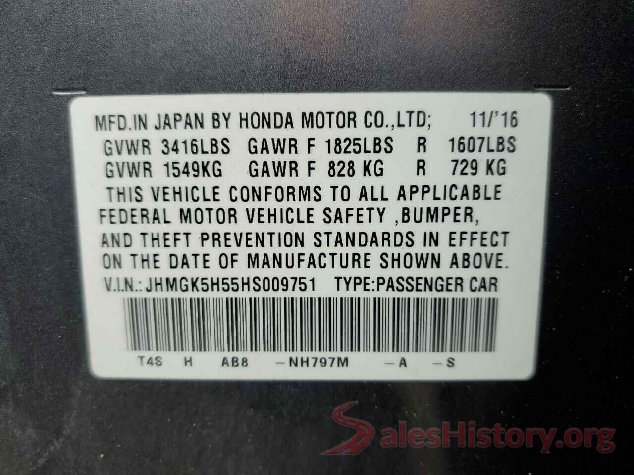 JHMGK5H55HS009751 2017 HONDA FIT