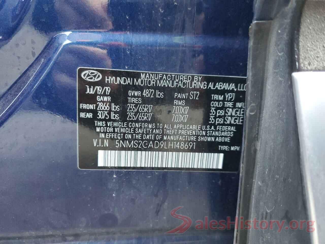 5NMS2CAD9LH148691 2020 HYUNDAI SANTA FE