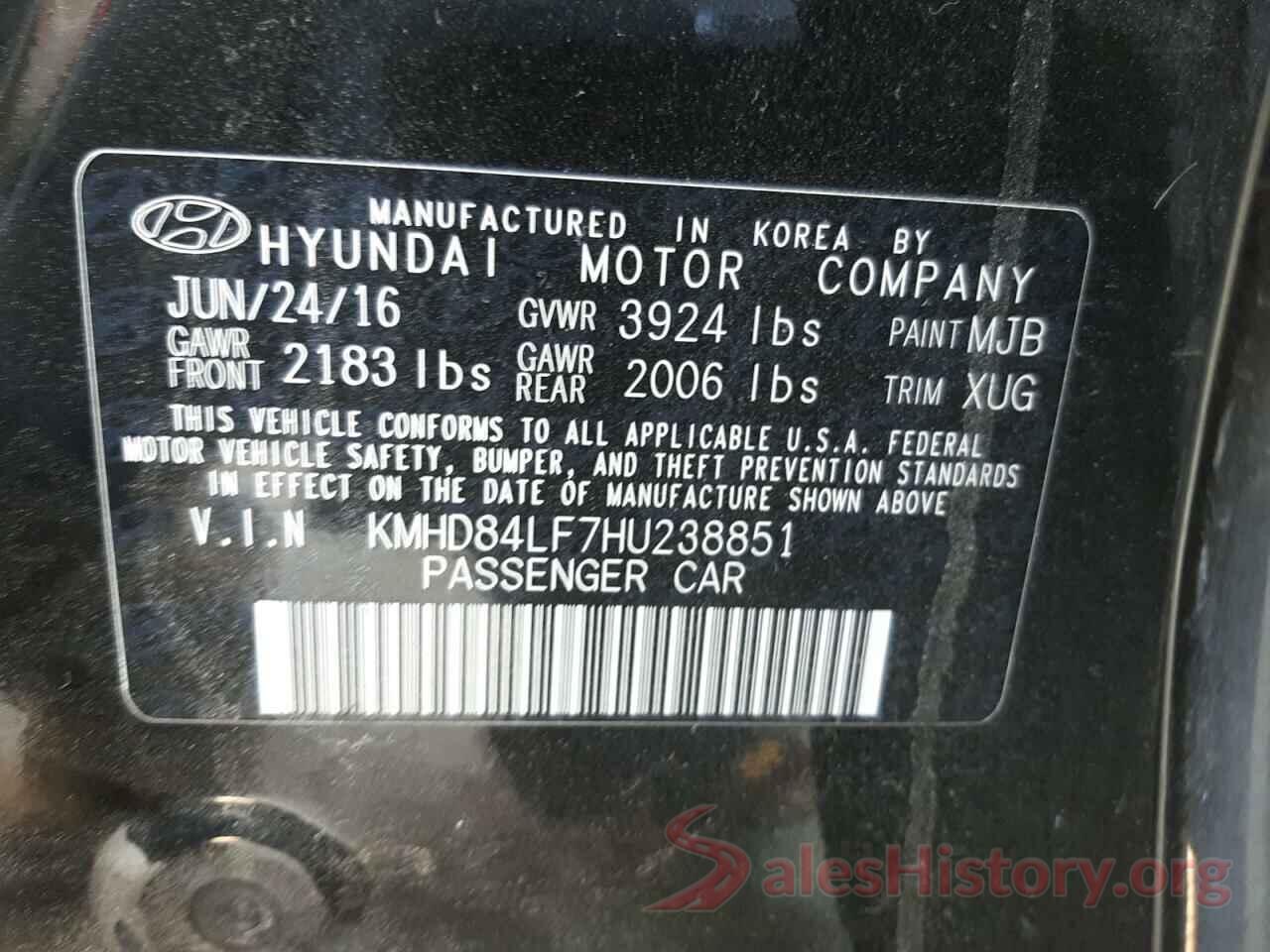 KMHD84LF7HU238851 2017 HYUNDAI ELANTRA