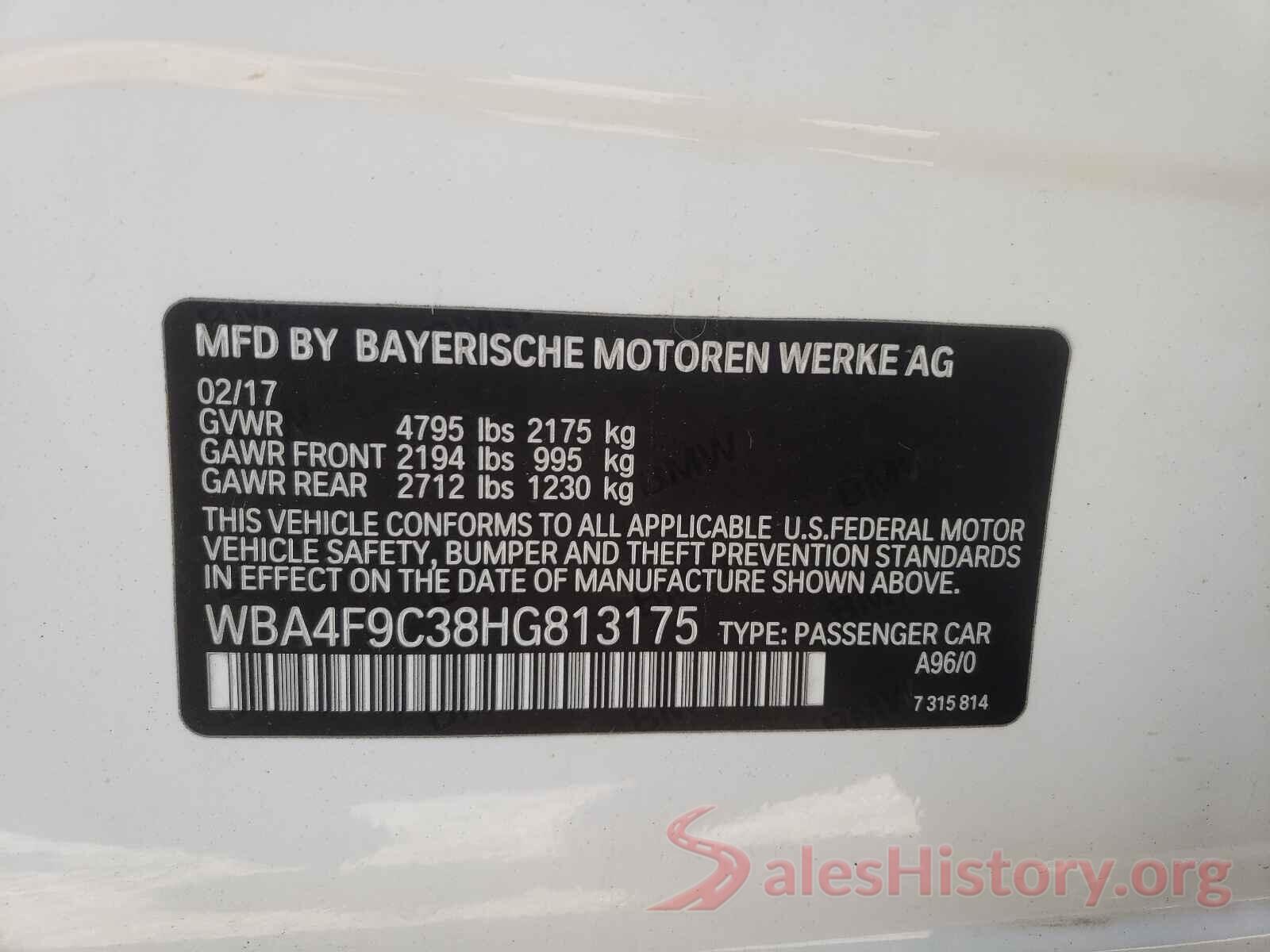 WBA4F9C38HG813175 2017 BMW 4 SERIES