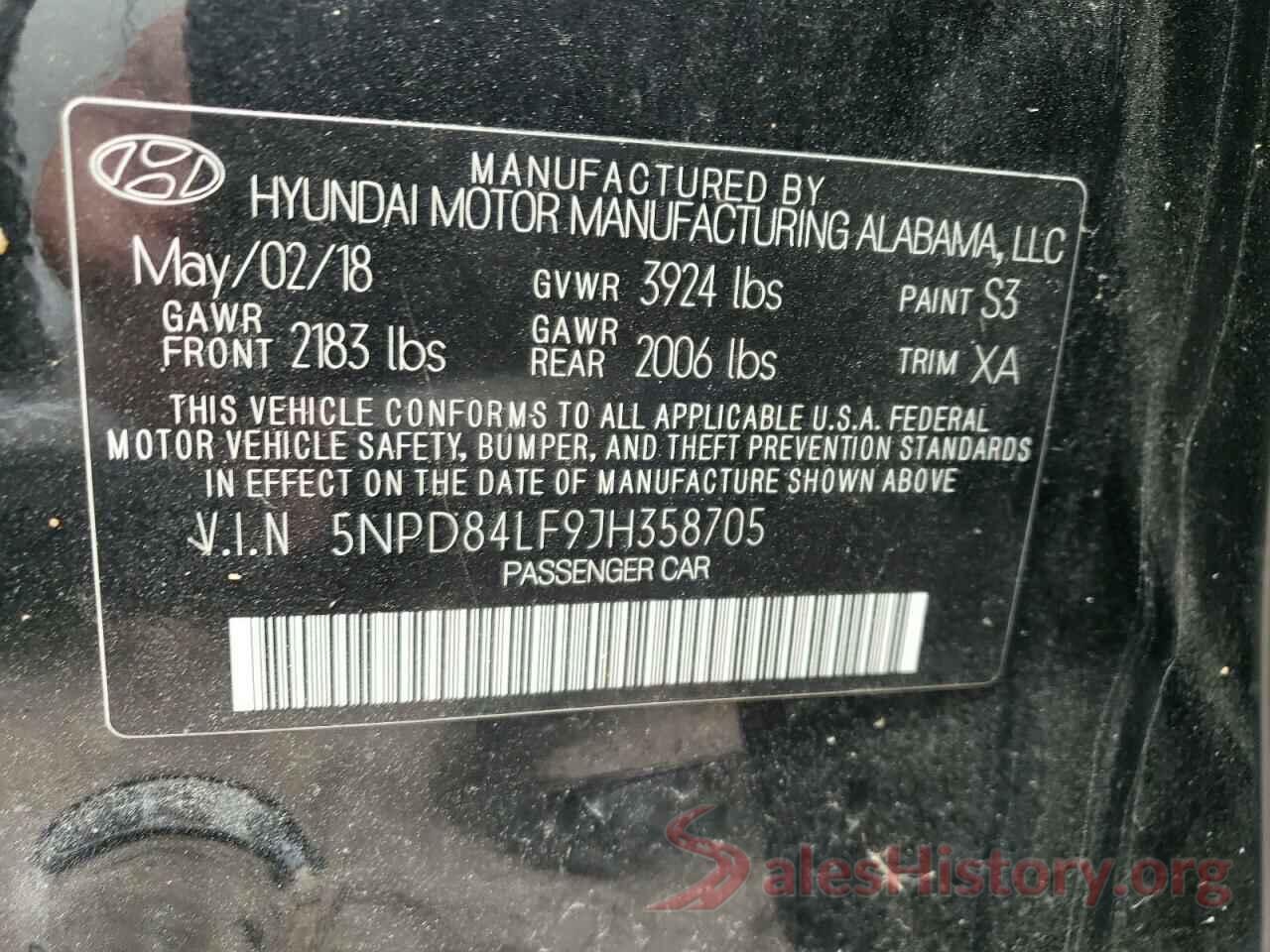 5NPD84LF9JH358705 2018 HYUNDAI ELANTRA