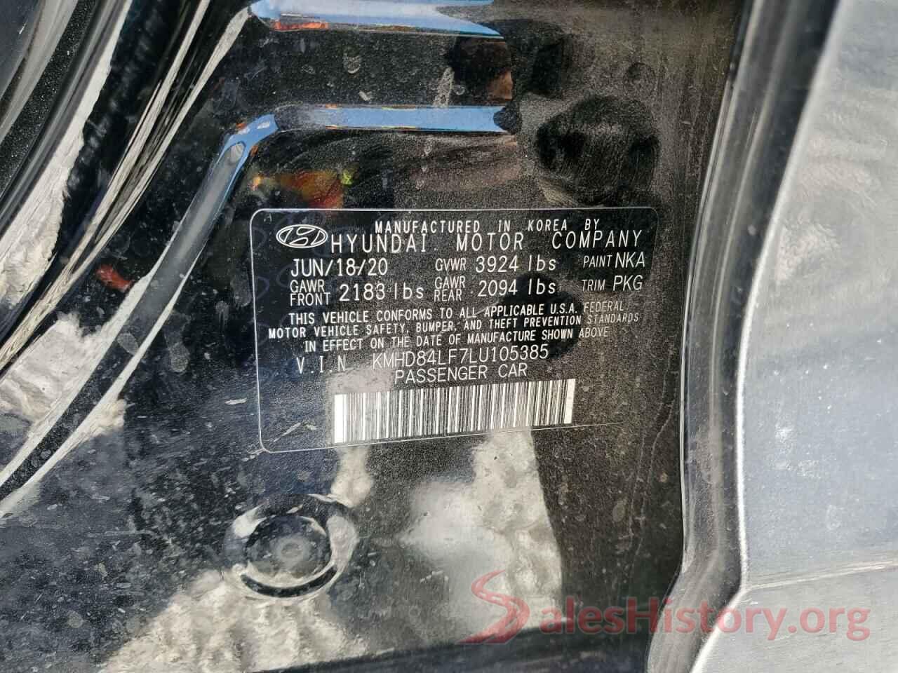 KMHD84LF7LU105385 2020 HYUNDAI ELANTRA