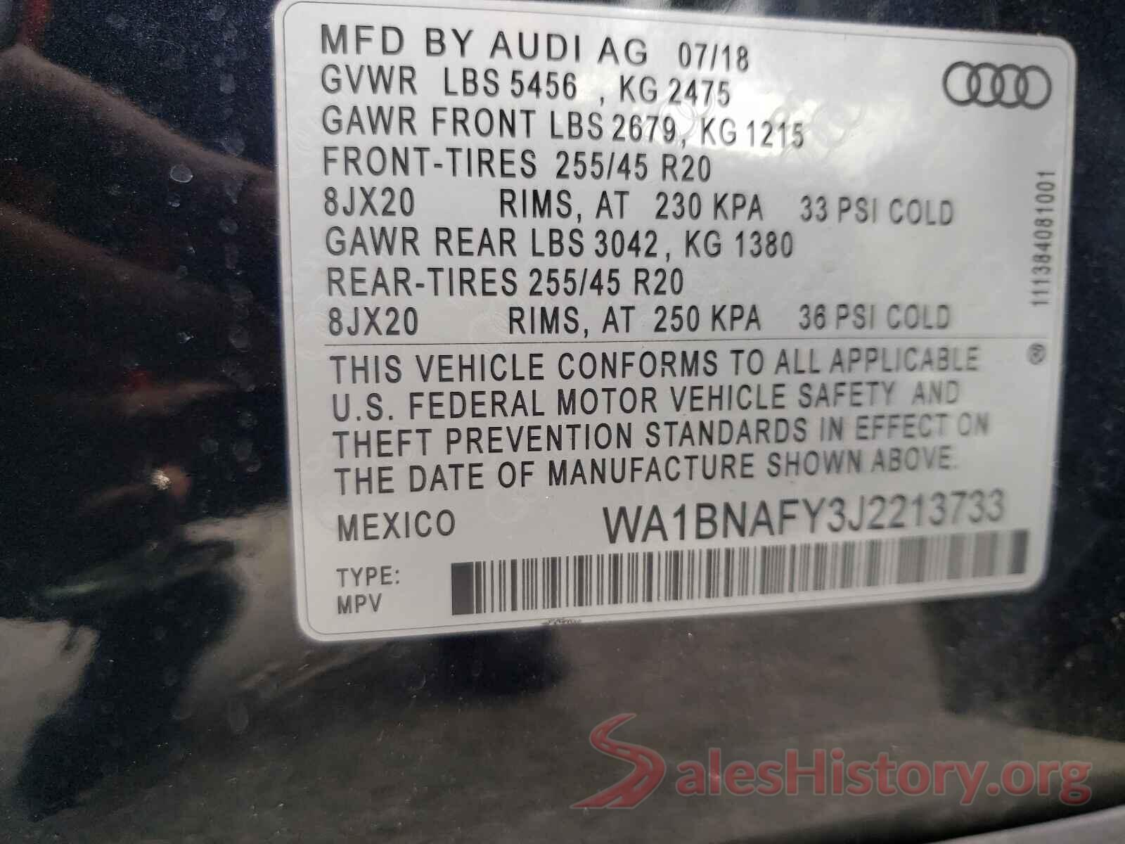 WA1BNAFY3J2213733 2018 AUDI Q5