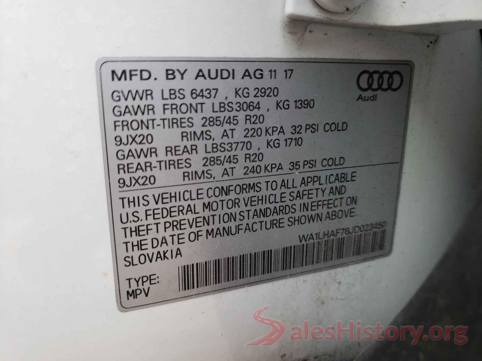 WA1LHAF76JD023450 2018 AUDI Q7