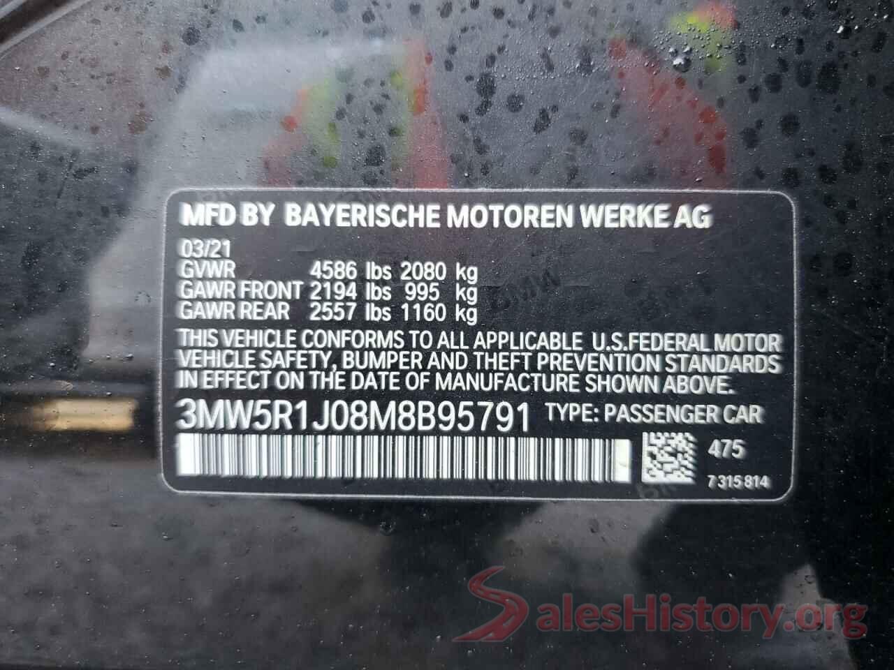 3MW5R1J08M8B95791 2021 BMW 3 SERIES