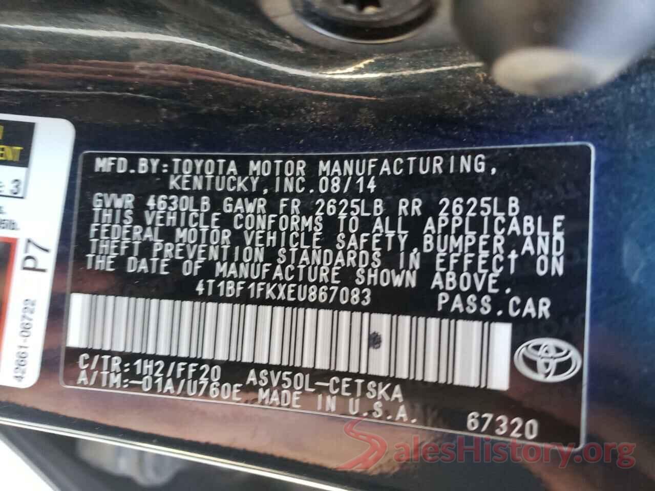 4T1BF1FKXEU867083 2014 TOYOTA CAMRY