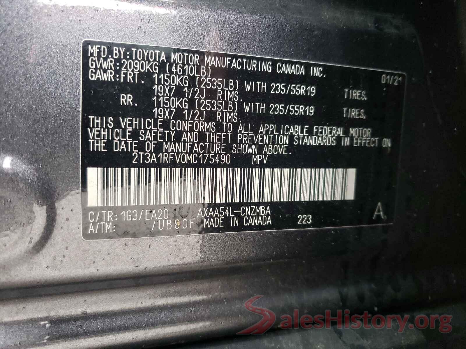 2T3A1RFV0MC175490 2021 TOYOTA RAV4