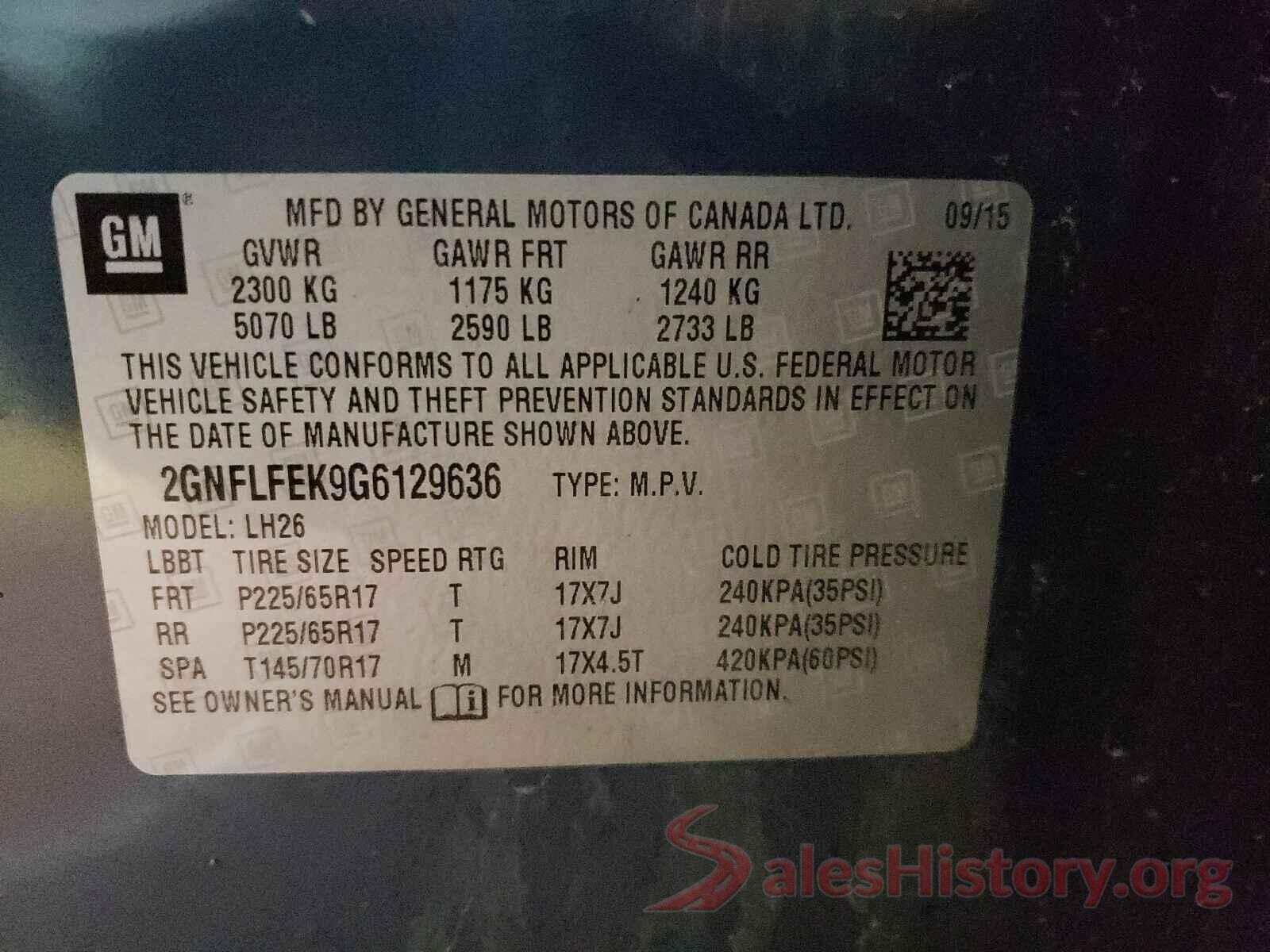 2GNFLFEK9G6129636 2016 CHEVROLET EQUINOX