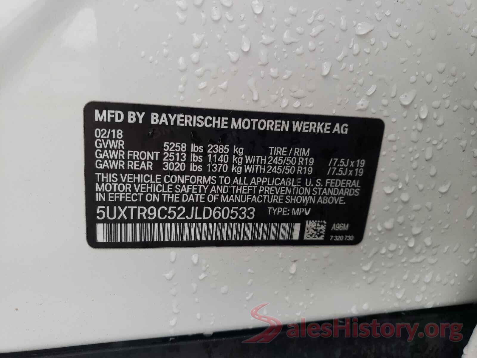 5UXTR9C52JLD60533 2018 BMW X3