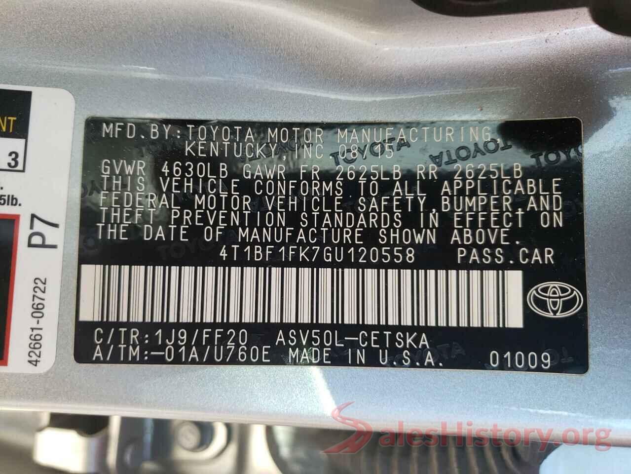 4T1BF1FK7GU120558 2016 TOYOTA CAMRY