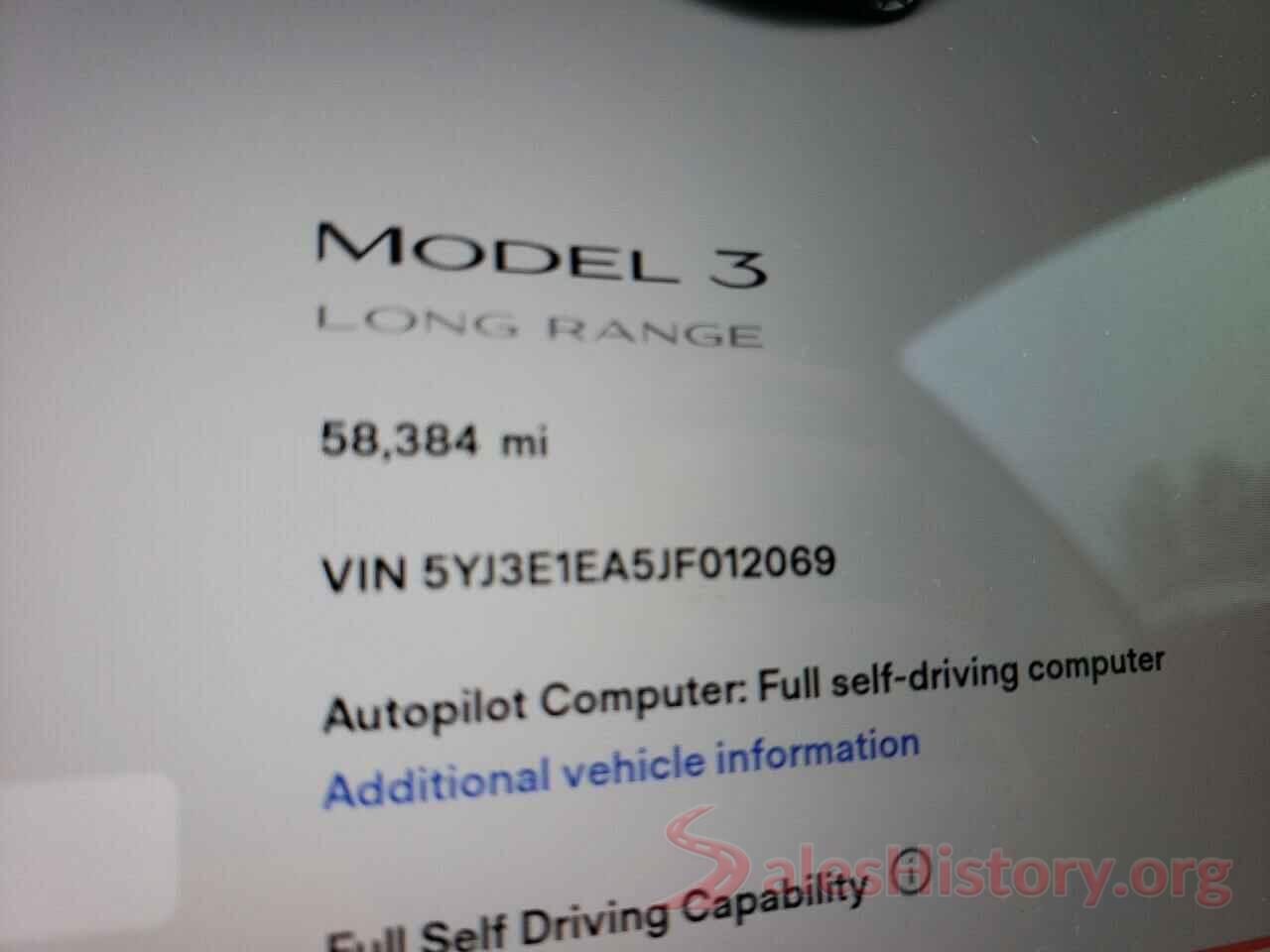 5YJ3E1EA5JF012069 2018 TESLA MODEL 3