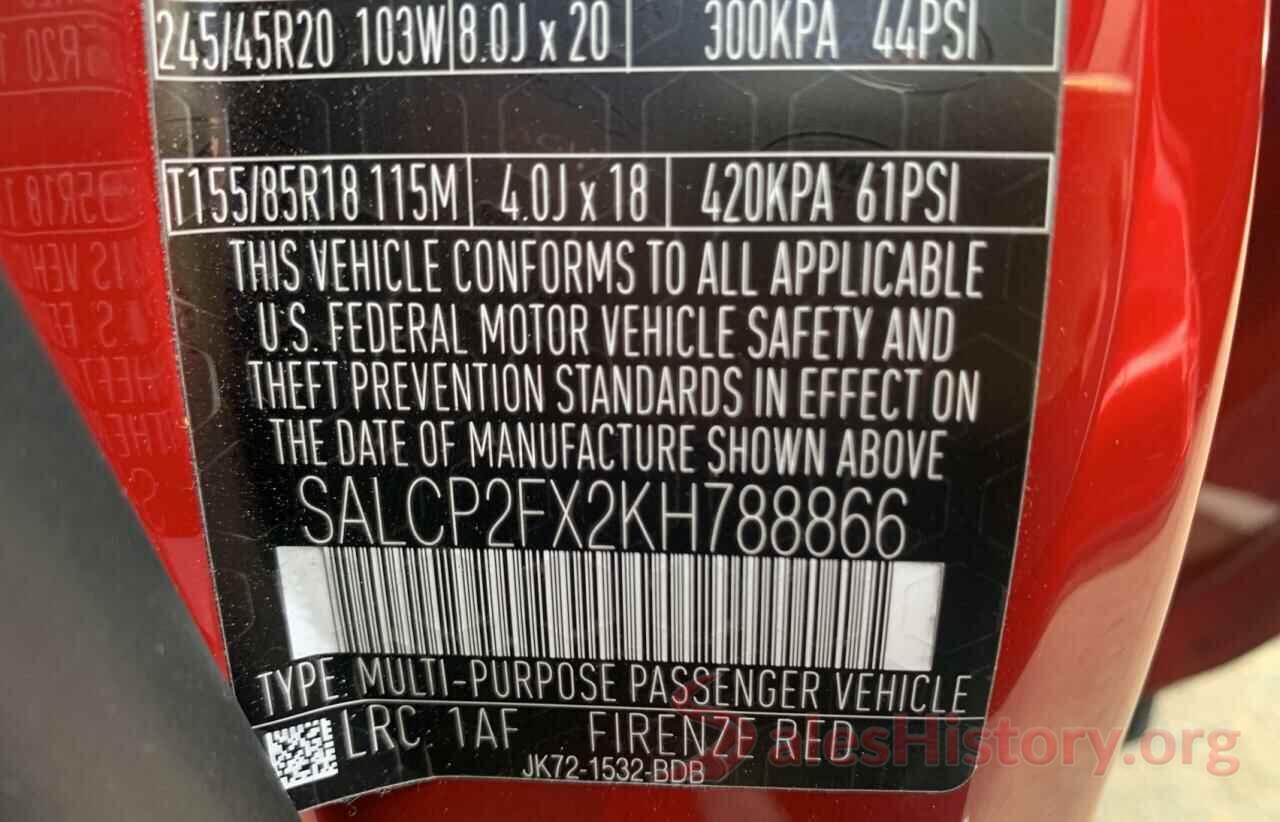 SALCP2FX2KH788866 2019 LAND ROVER DISCOVERY