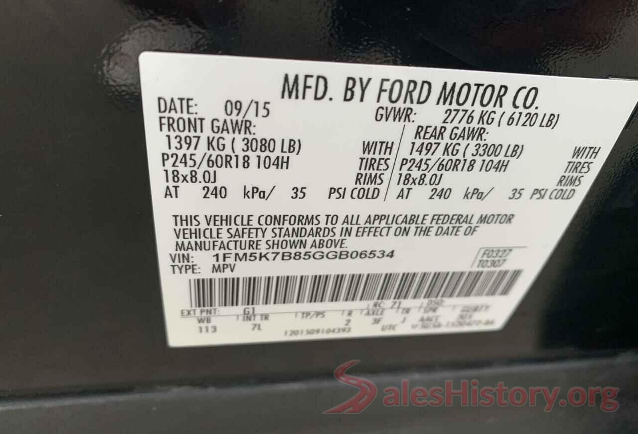 1FM5K7B85GGB06534 2016 FORD EXPLORER