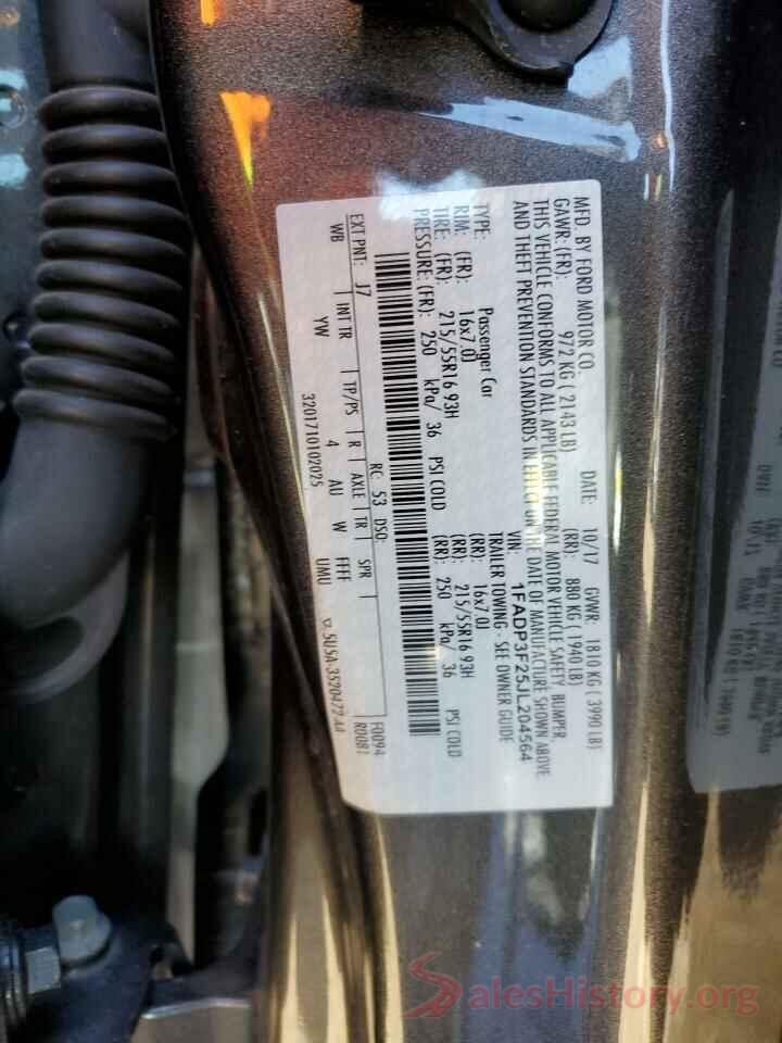 1FADP3F25JL204564 2018 FORD FOCUS