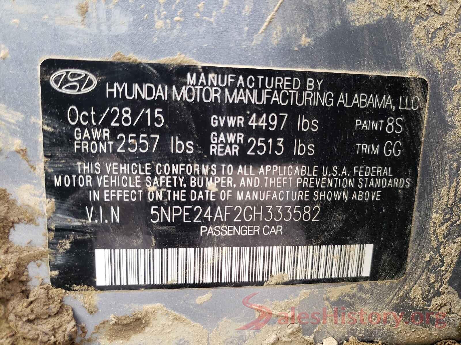 5NPE24AF2GH333582 2016 HYUNDAI SONATA