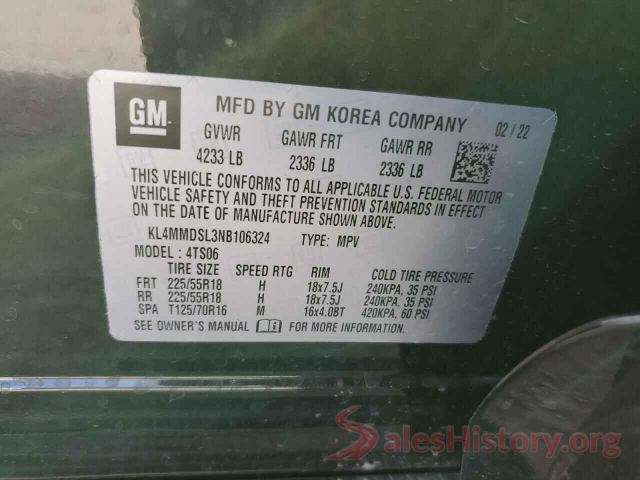 KL4MMDSL3NB106324 2022 BUICK ENCORE