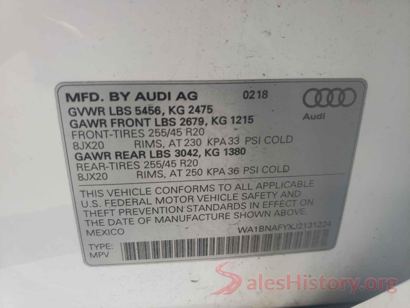 WA1BNAFYXJ2131224 2018 AUDI Q5