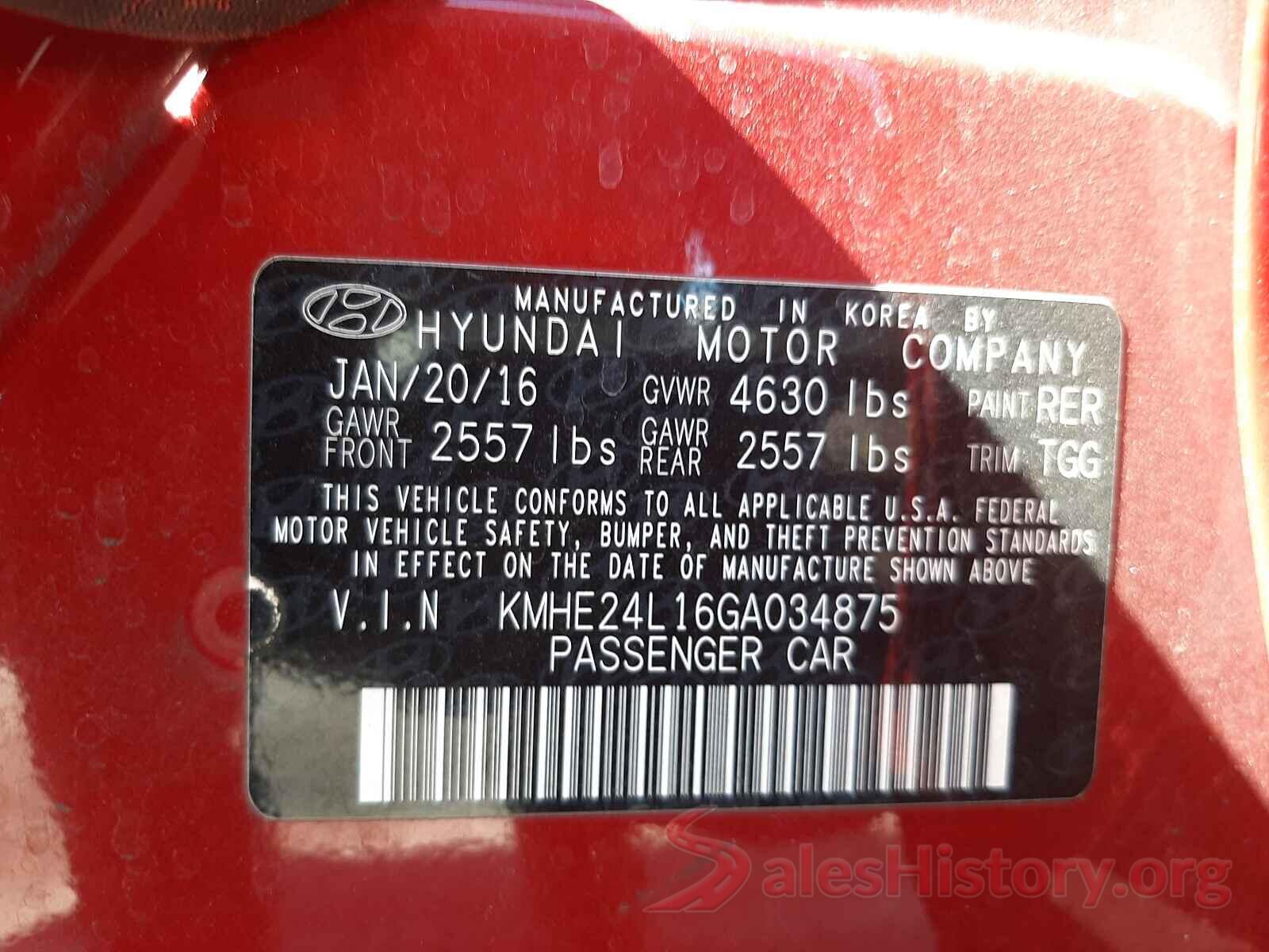 KMHE24L16GA034875 2016 HYUNDAI SONATA