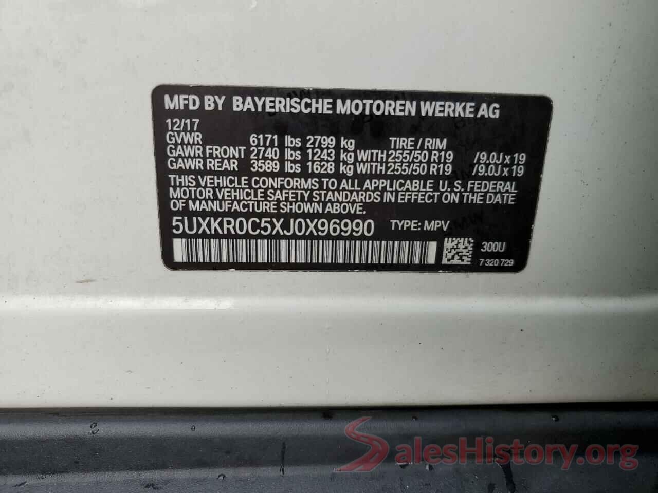 5UXKR0C5XJ0X96990 2018 BMW X5