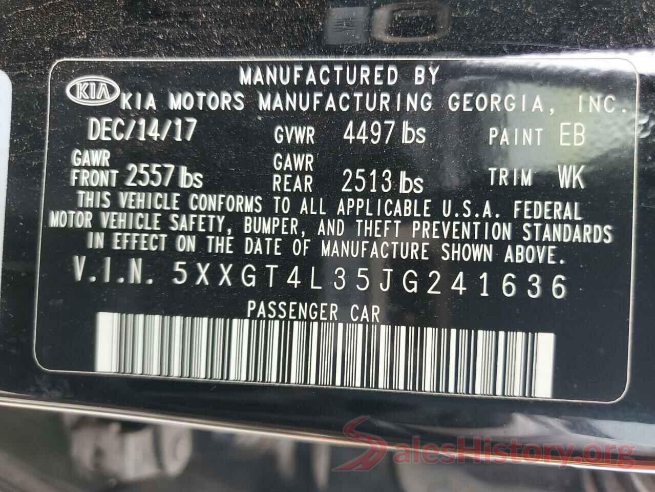 5XXGT4L35JG241636 2018 KIA OPTIMA