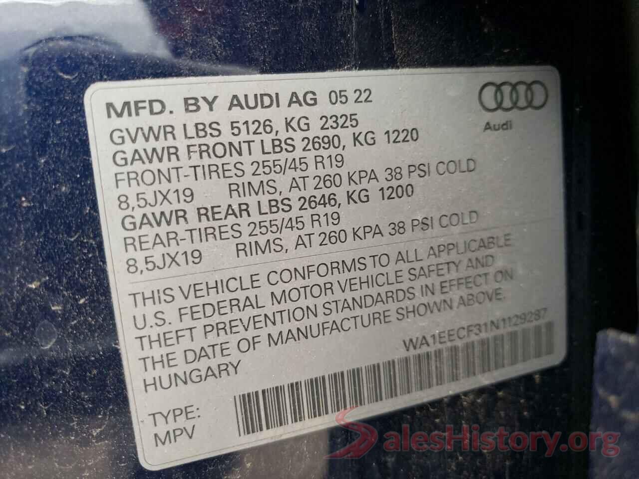 WA1EECF31N1129287 2022 AUDI Q3