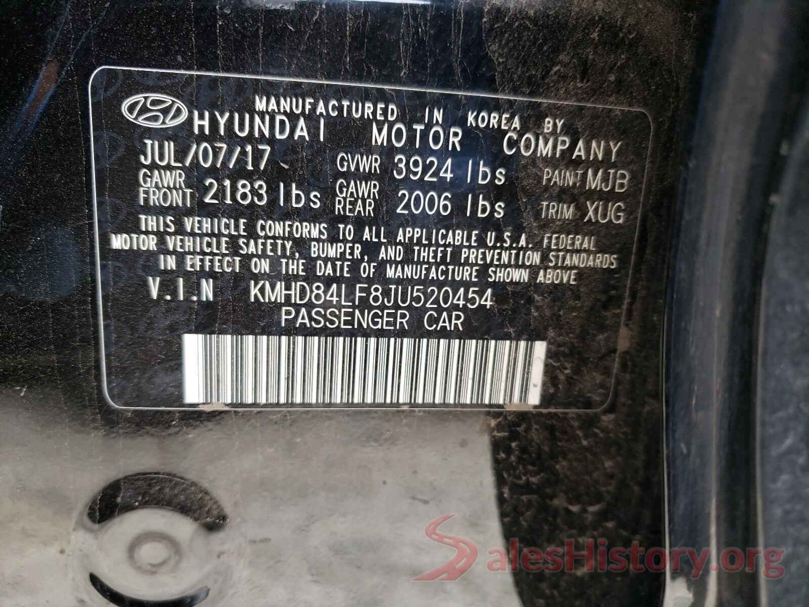 KMHD84LF8JU520454 2018 HYUNDAI ELANTRA