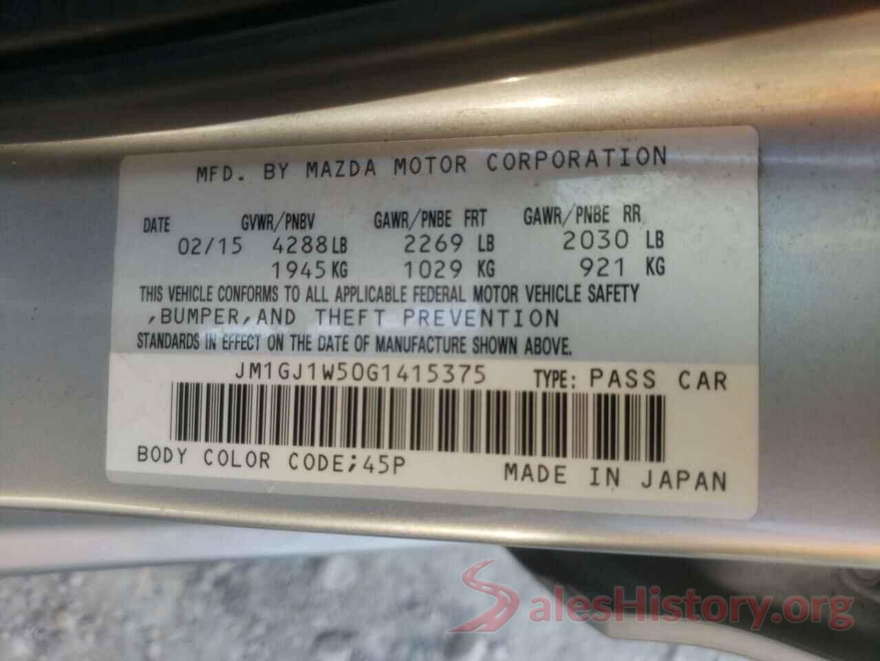 JM1GJ1W50G1415375 2016 MAZDA 6