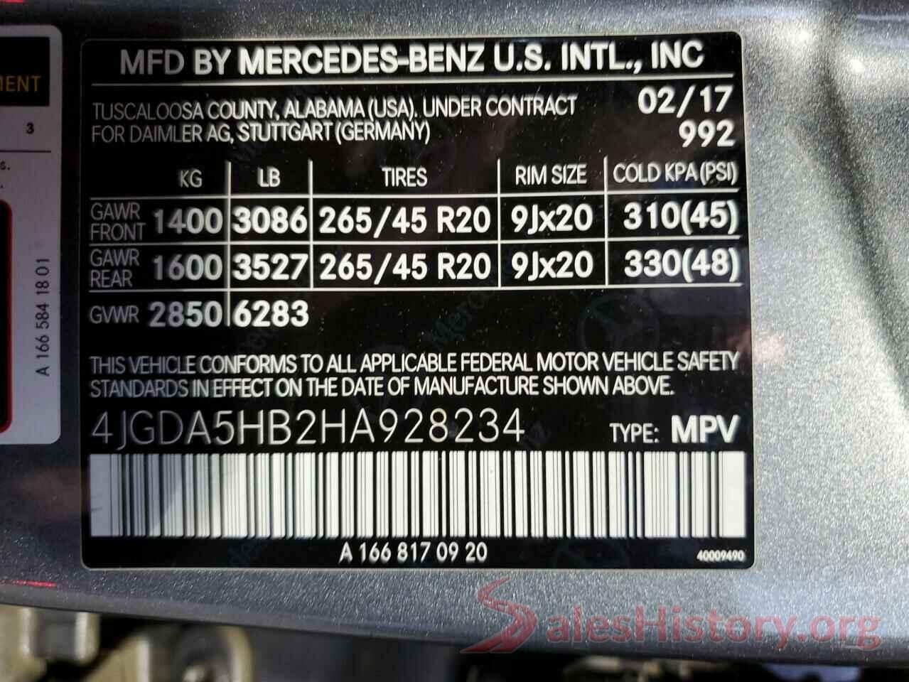 4JGDA5HB2HA928234 2017 MERCEDES-BENZ GLE-CLASS