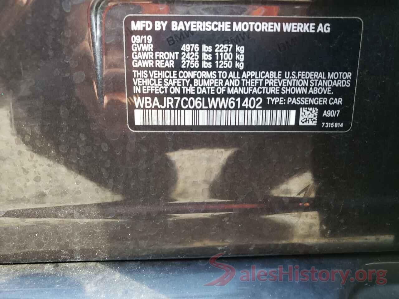 WBAJR7C06LWW61402 2020 BMW 5 SERIES