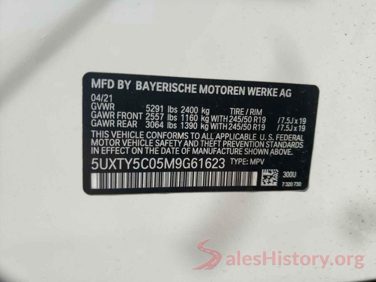 5UXTY5C05M9G61623 2021 BMW X3