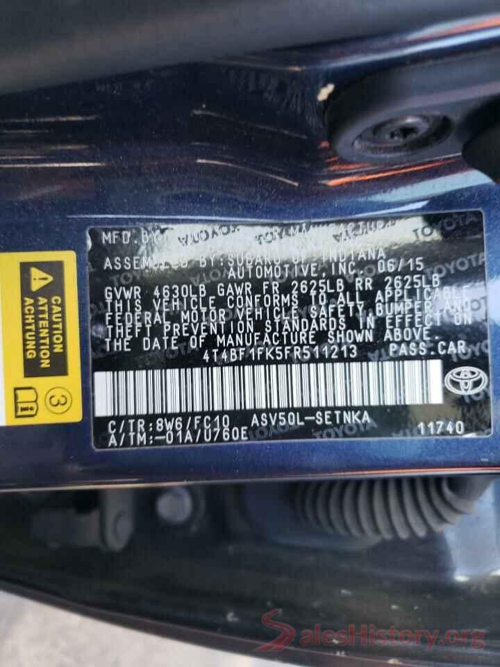 4T4BF1FK5FR511213 2015 TOYOTA CAMRY