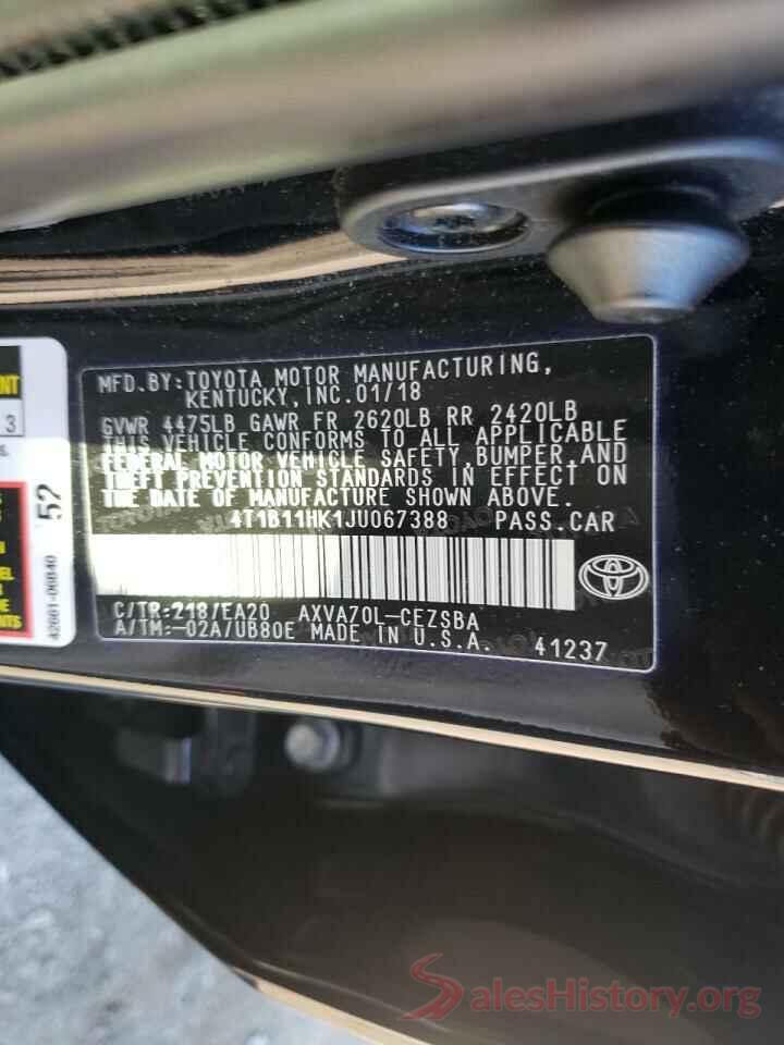 4T1B11HK1JU067388 2018 TOYOTA CAMRY