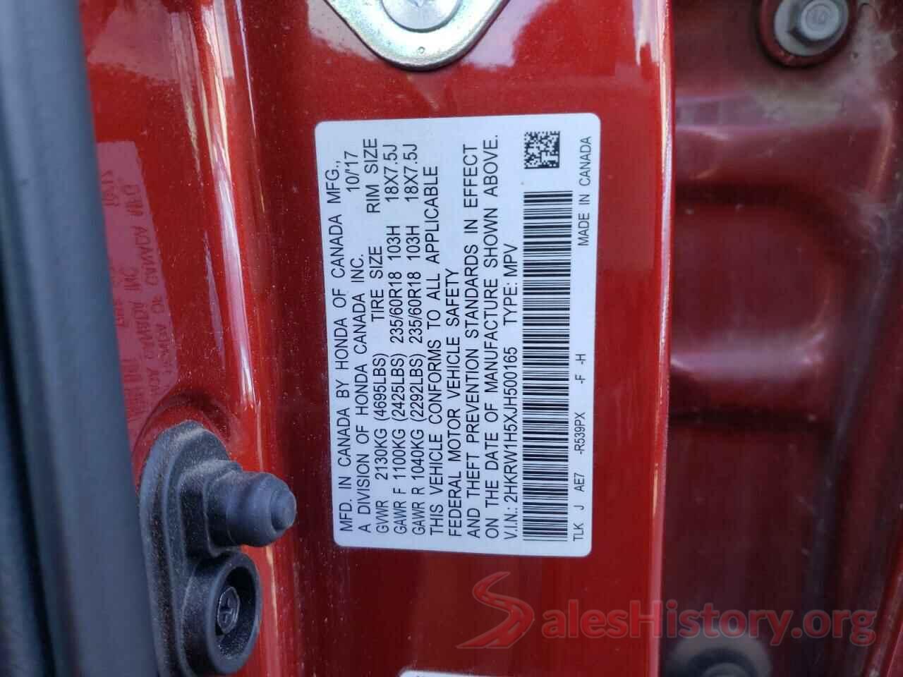 2HKRW1H5XJH500165 2018 HONDA CRV