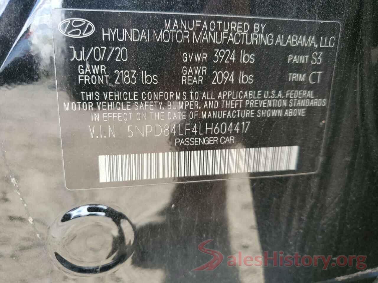 5NPD84LF4LH604417 2020 HYUNDAI ELANTRA