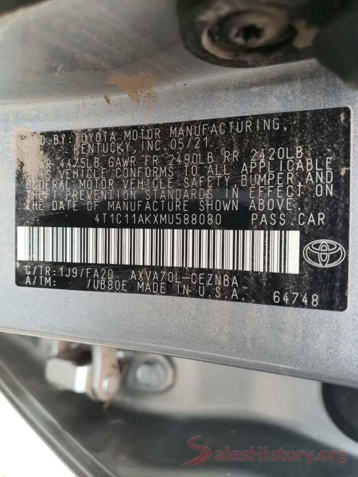 4T1C11AKXMU588080 2021 TOYOTA CAMRY