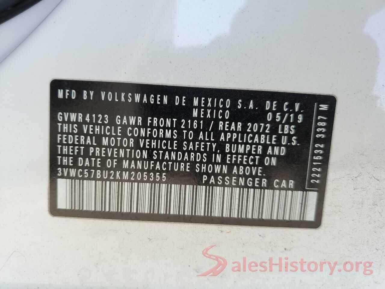 3VWC57BU2KM205355 2019 VOLKSWAGEN JETTA