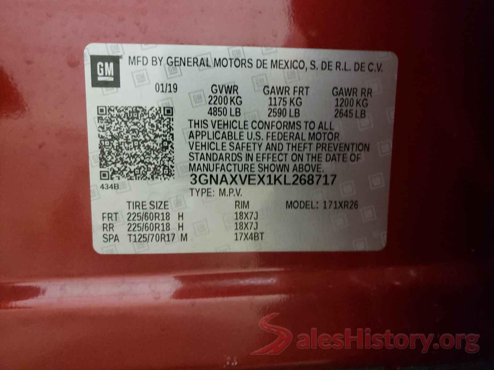 3GNAXVEX1KL268717 2019 CHEVROLET EQUINOX