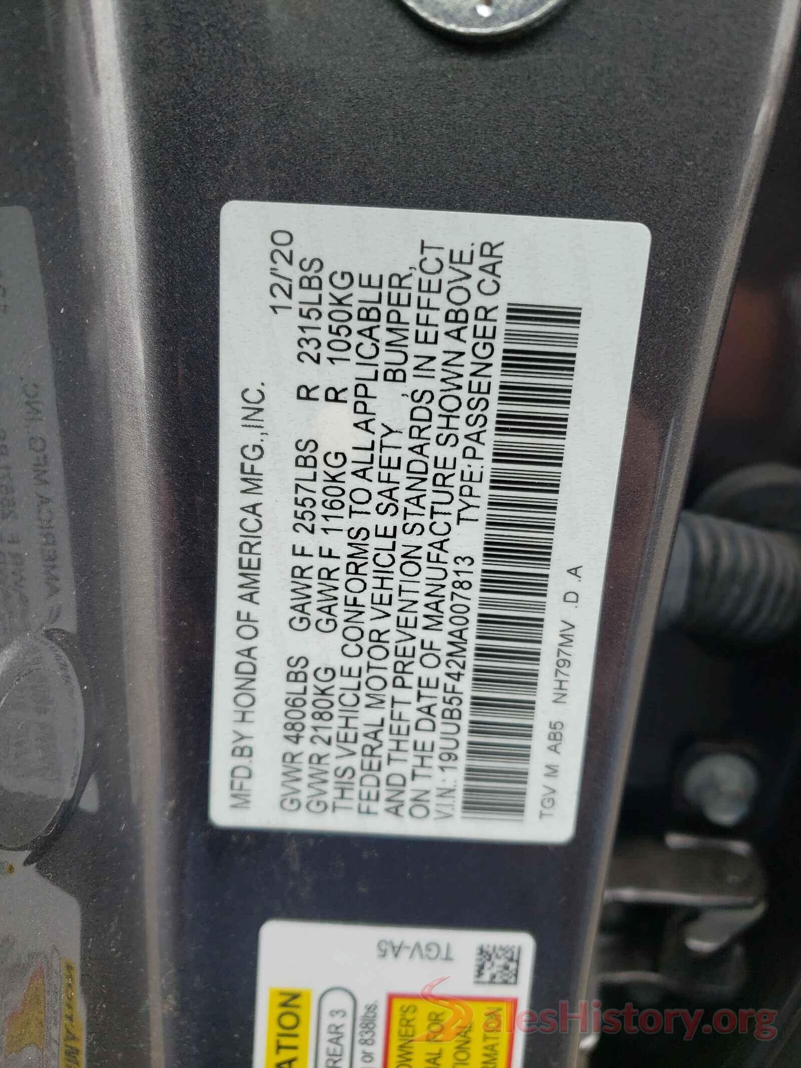 19UUB5F42MA007813 2021 ACURA TLX