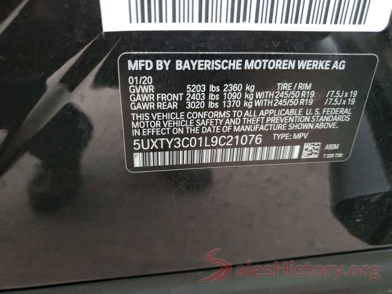 5UXTY3C01L9C21076 2020 BMW X3