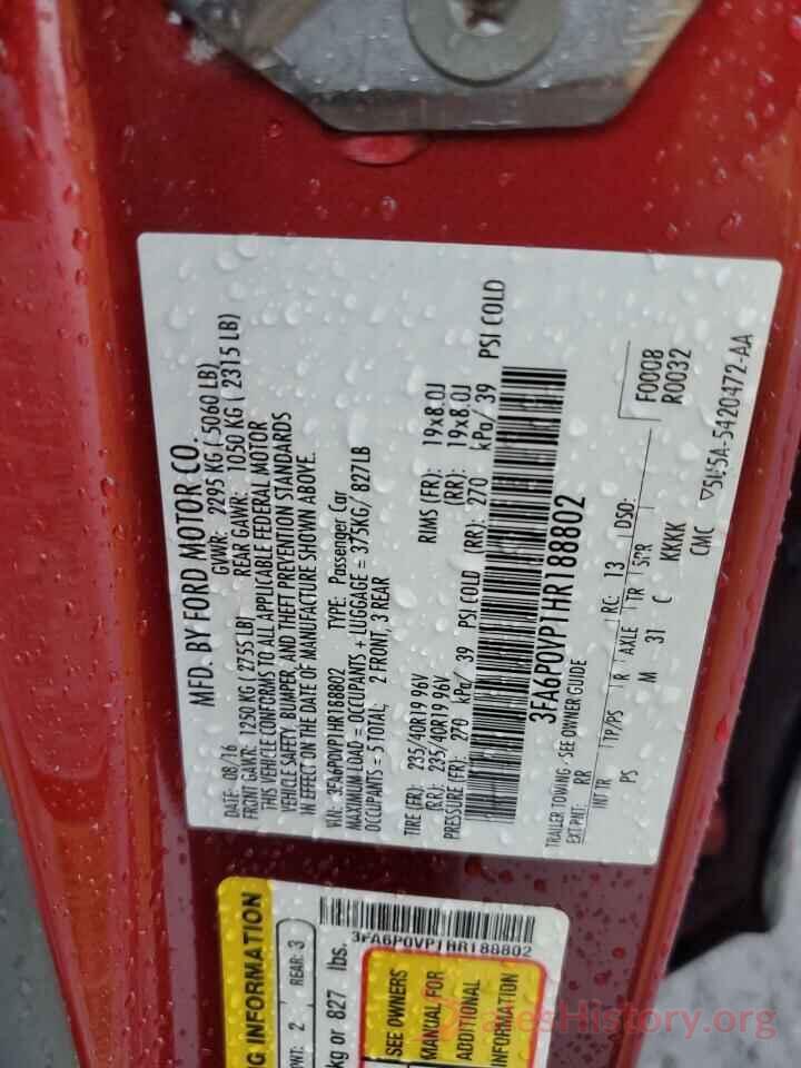 3FA6P0VP1HR188802 2017 FORD FUSION