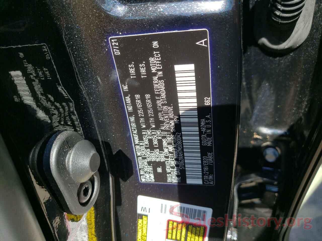 5TDGZRAH7MS080042 2021 TOYOTA HIGHLANDER