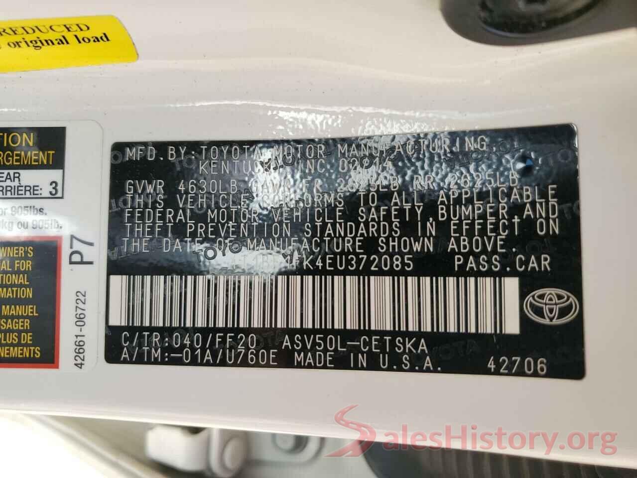 4T1BF1FK4EU372085 2014 TOYOTA CAMRY