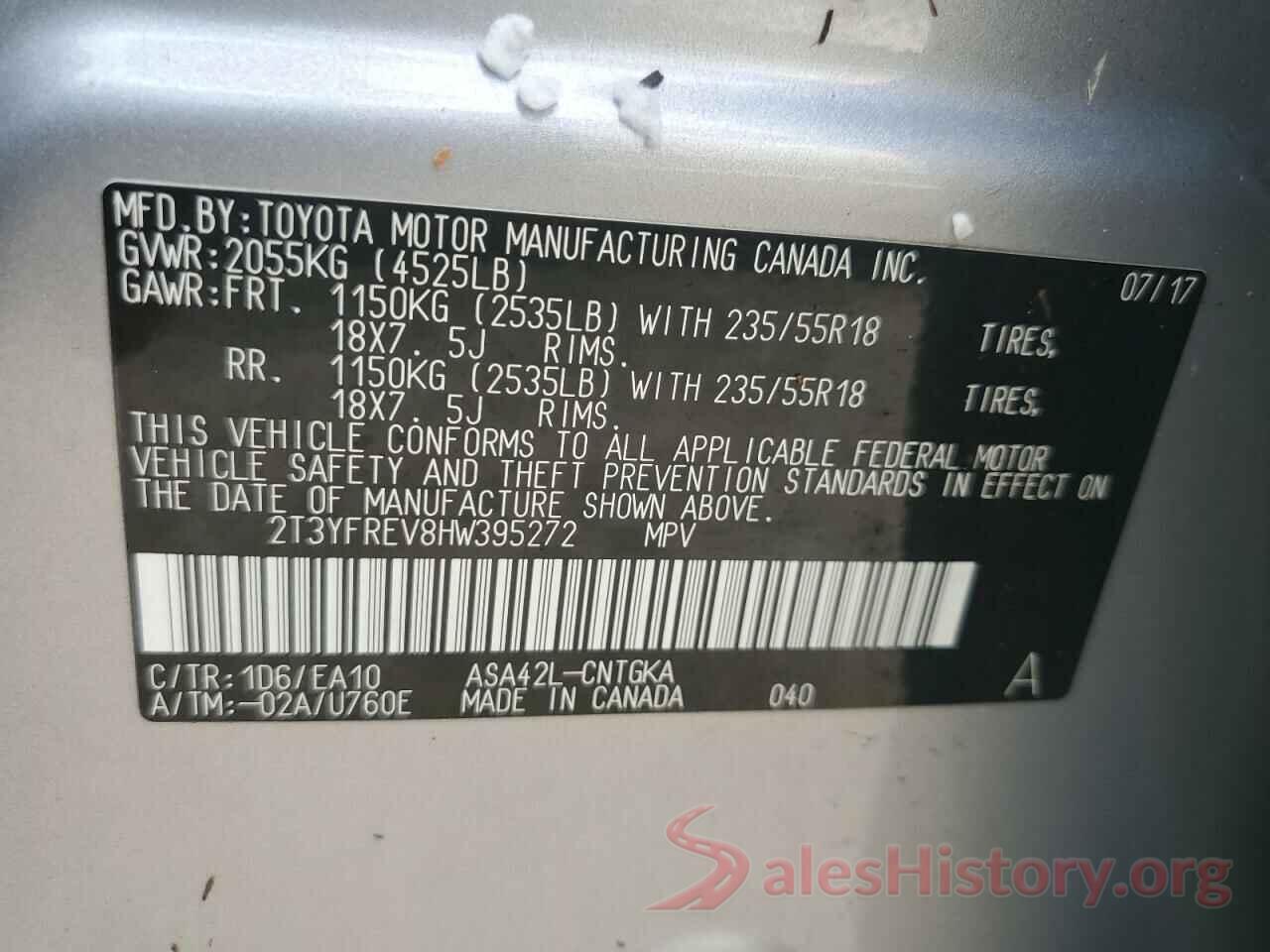 2T3YFREV8HW395272 2017 TOYOTA RAV4