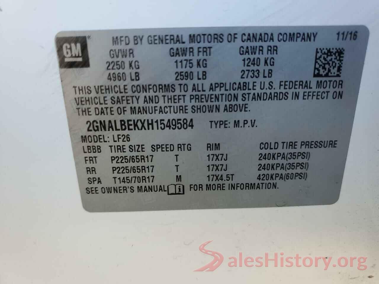 2GNALBEKXH1549584 2017 CHEVROLET EQUINOX