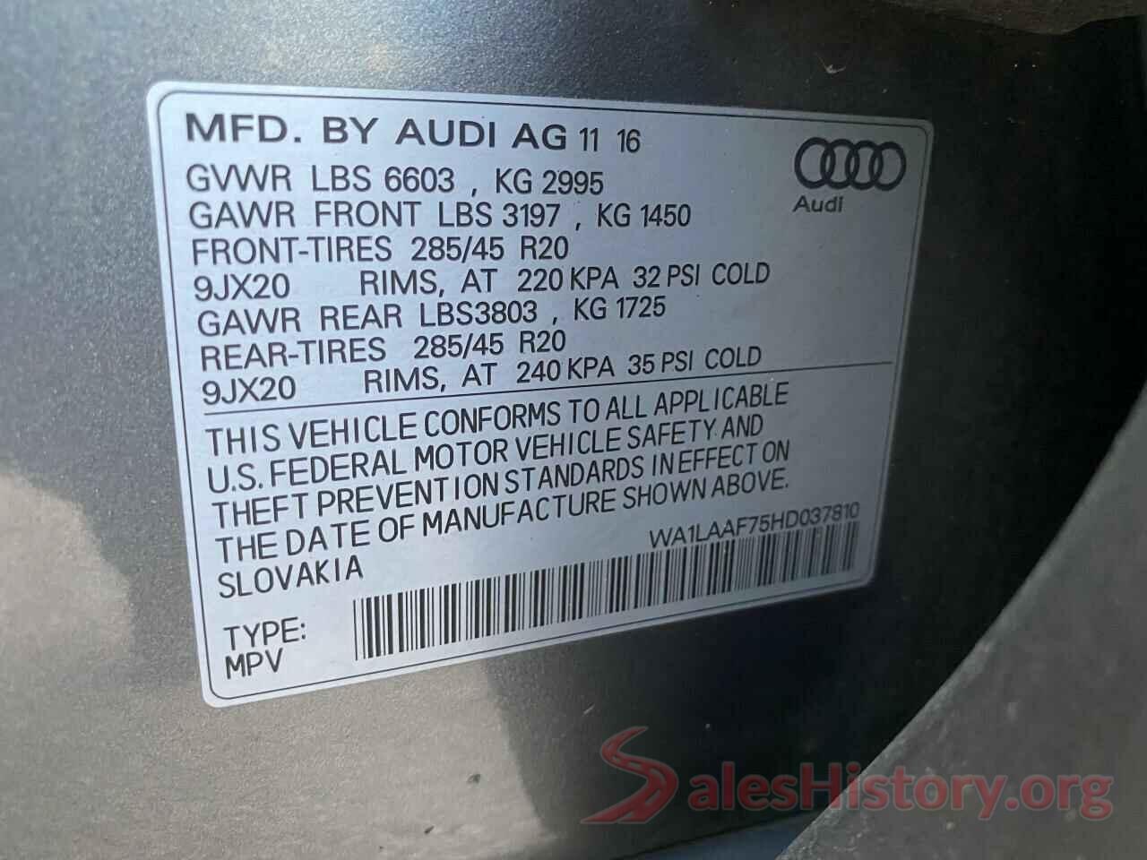 WA1LAAF75HD037810 2017 AUDI Q7