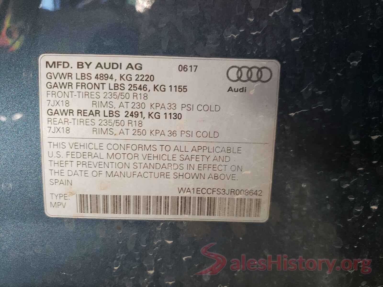 WA1ECCFS3JR008642 2018 AUDI Q3