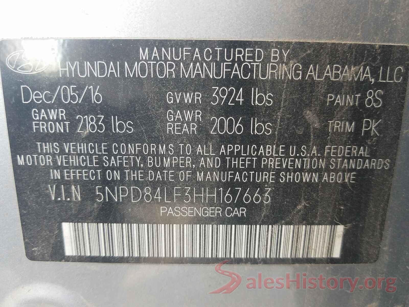 5NPD84LF3HH167663 2017 HYUNDAI ELANTRA