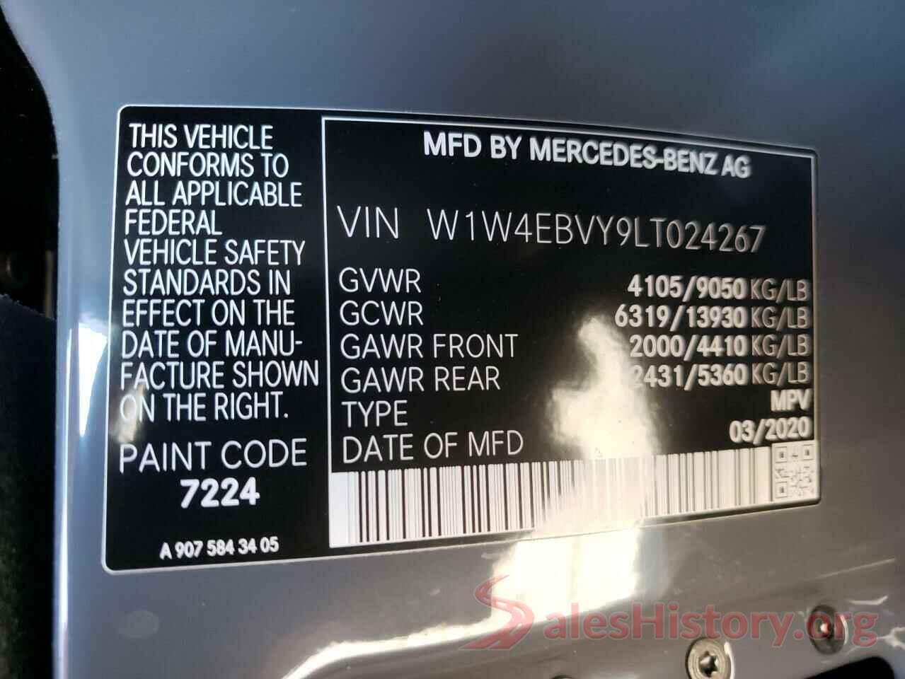 W1W4EBVY9LT024267 2020 MERCEDES-BENZ SPRINTER